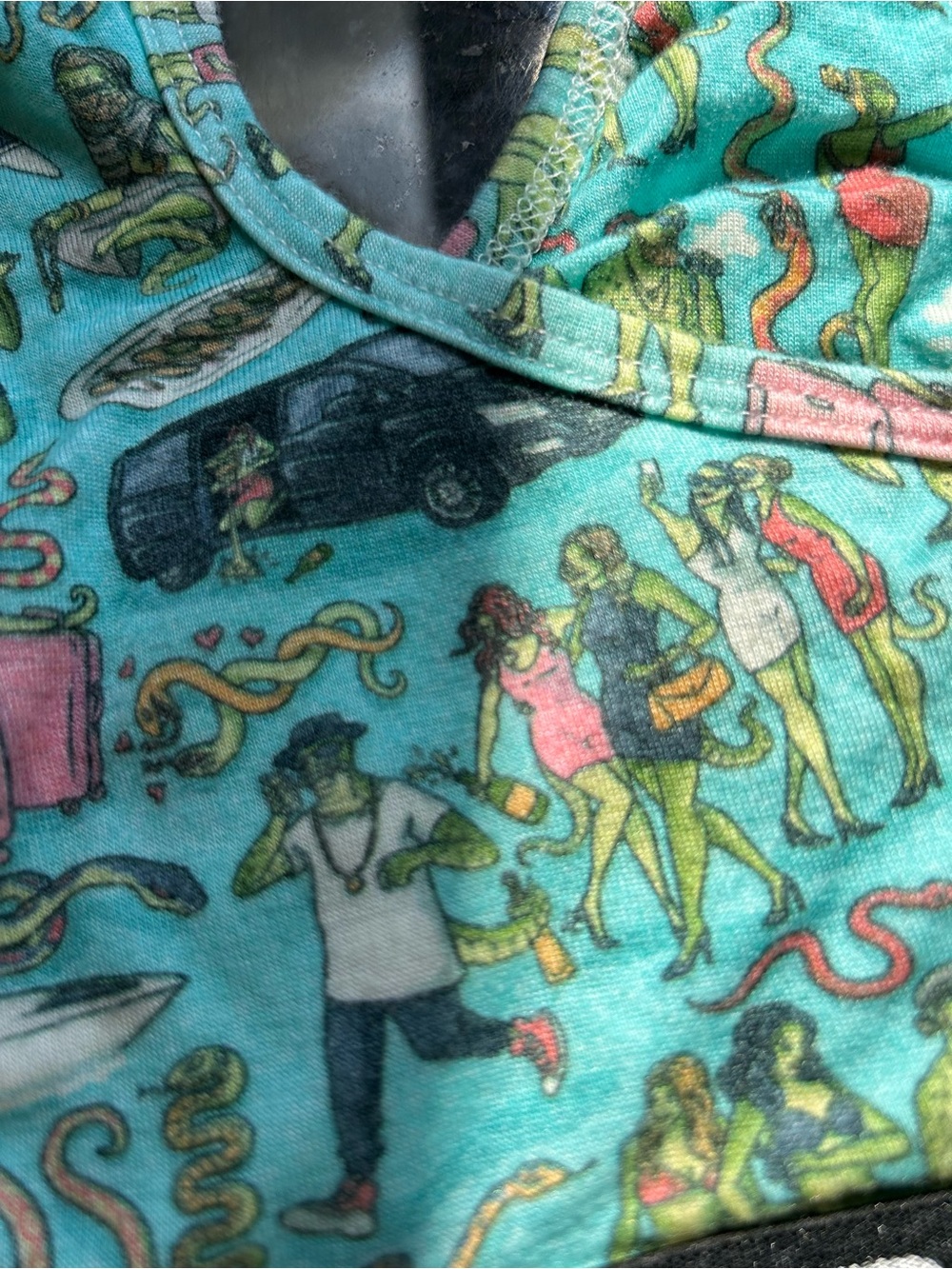 Culprit x Super Slutty Snake Cozy Bralette Lounge Sports Bra. Graphic lizards. - Picture 7 of 7